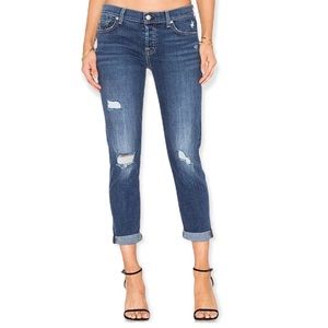 7 For All Mankind Josefina Skinny Boyfriend Distressed Jeans Womens 29